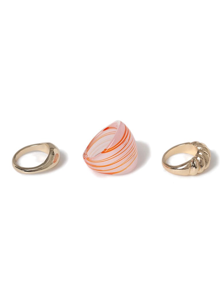 Liars & Lovers 3 Pack Striped Glass & Metal Rings Jewellery Liars & Lovers