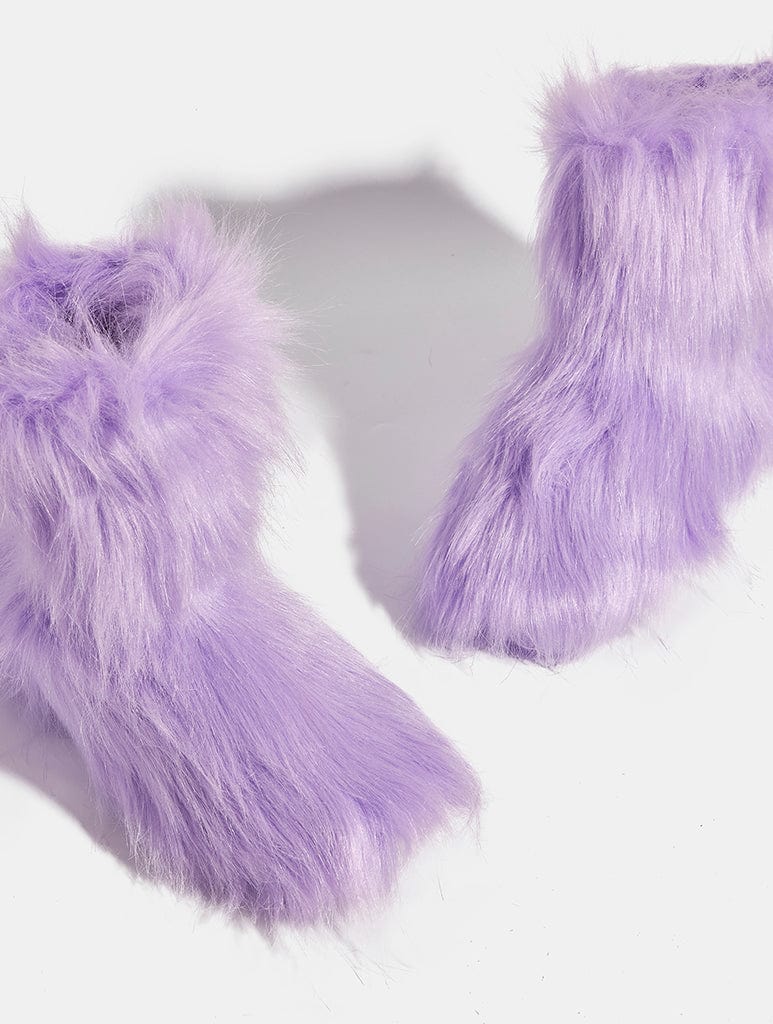 Purple faux fur discount slippers