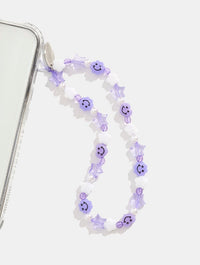 Lilac Happy Face Beaded Strap Phone Grips Skinnydip London