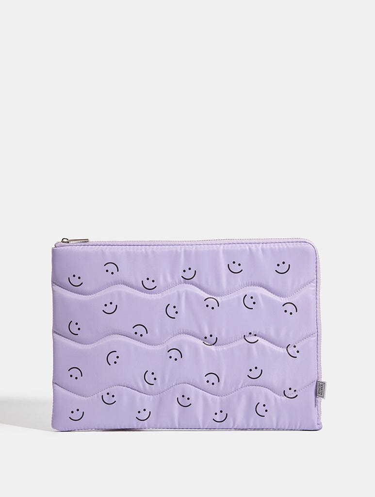 Lilac Happy Face Puffy Laptop Case Laptop Cases Skinnydip London