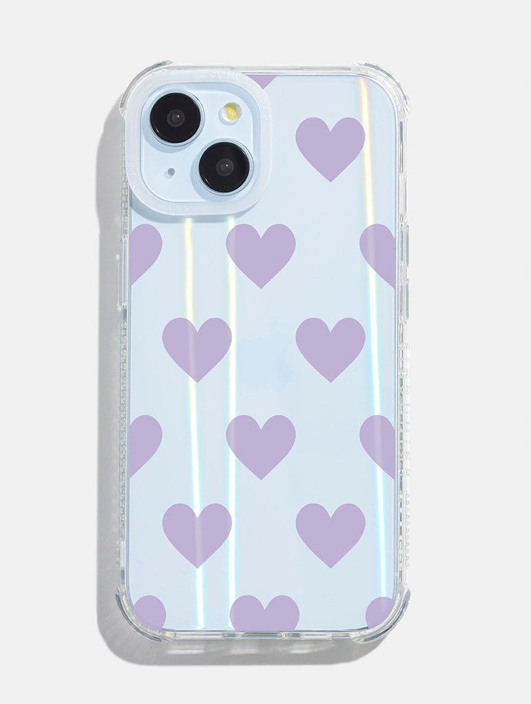 Lilac Heart Holo Shock iPhone Case Phone Cases Skinnydip London