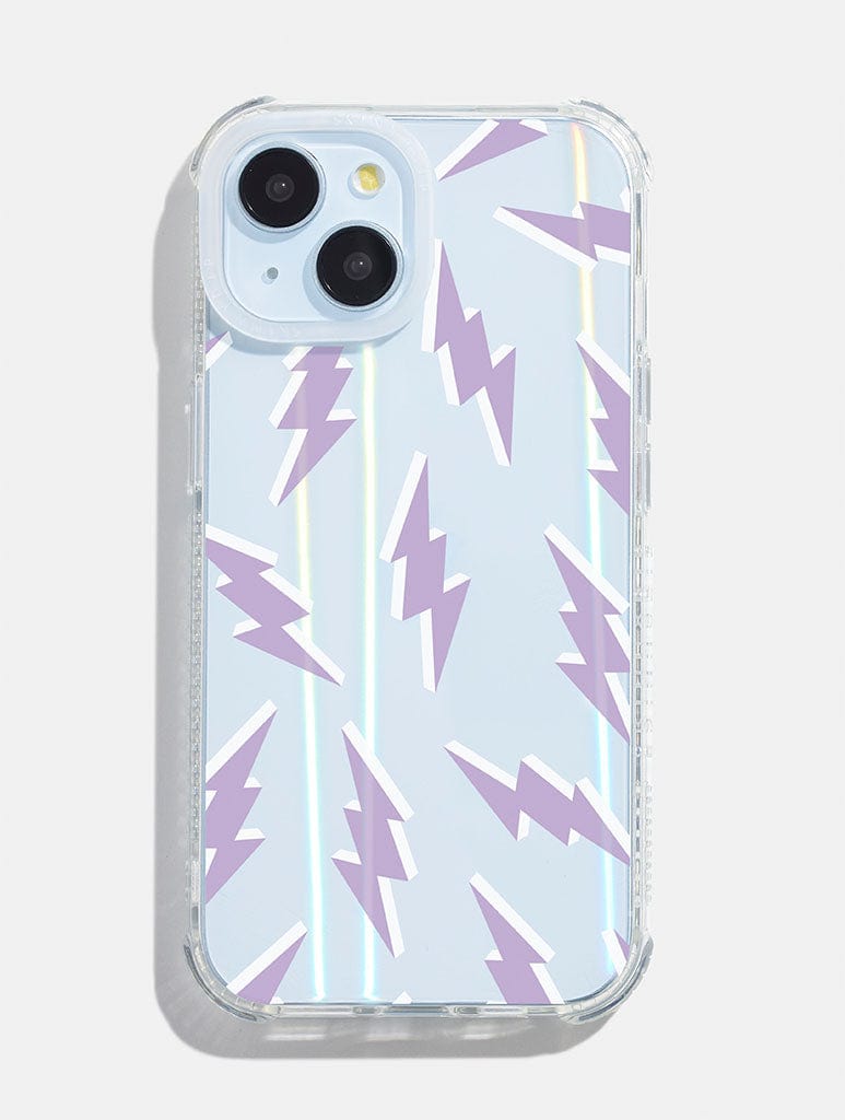 Lilac & White Lightning Bolt Shock iPhone Case Phone Cases Skinnydip London