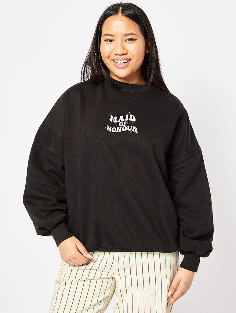 Maid Of Honour Sweatshirt In Black Hoodies & Sweatshirts Skinnydip London