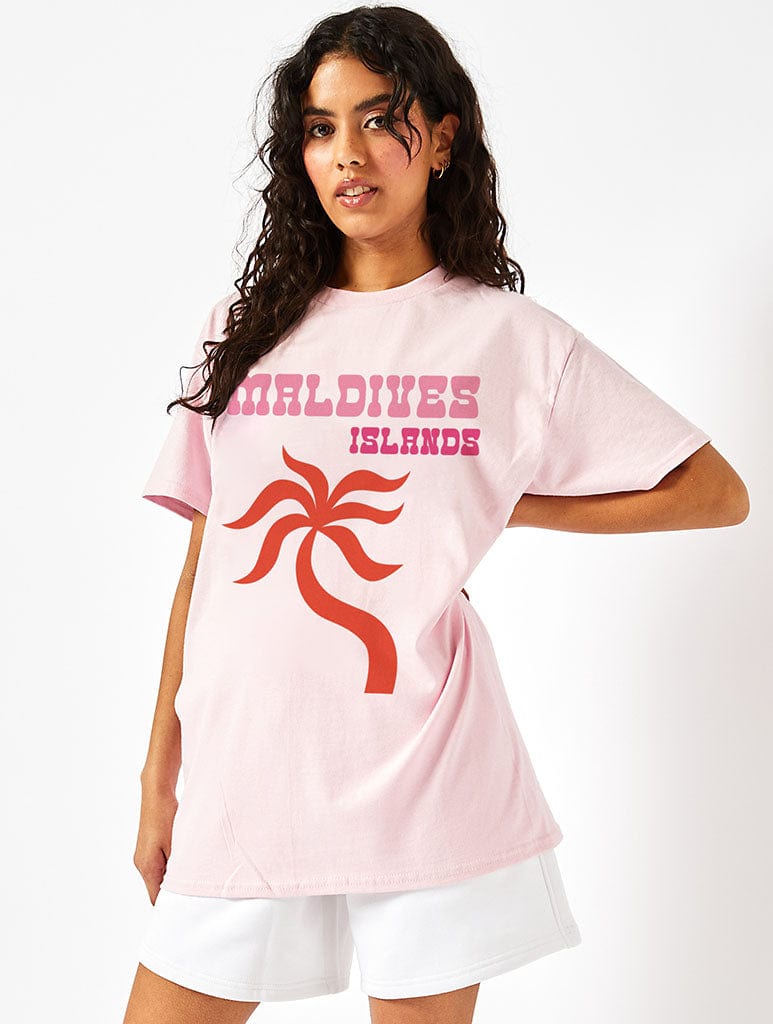 Maldives T-Shirt in Pink Tops & T-Shirts Skinnydip London