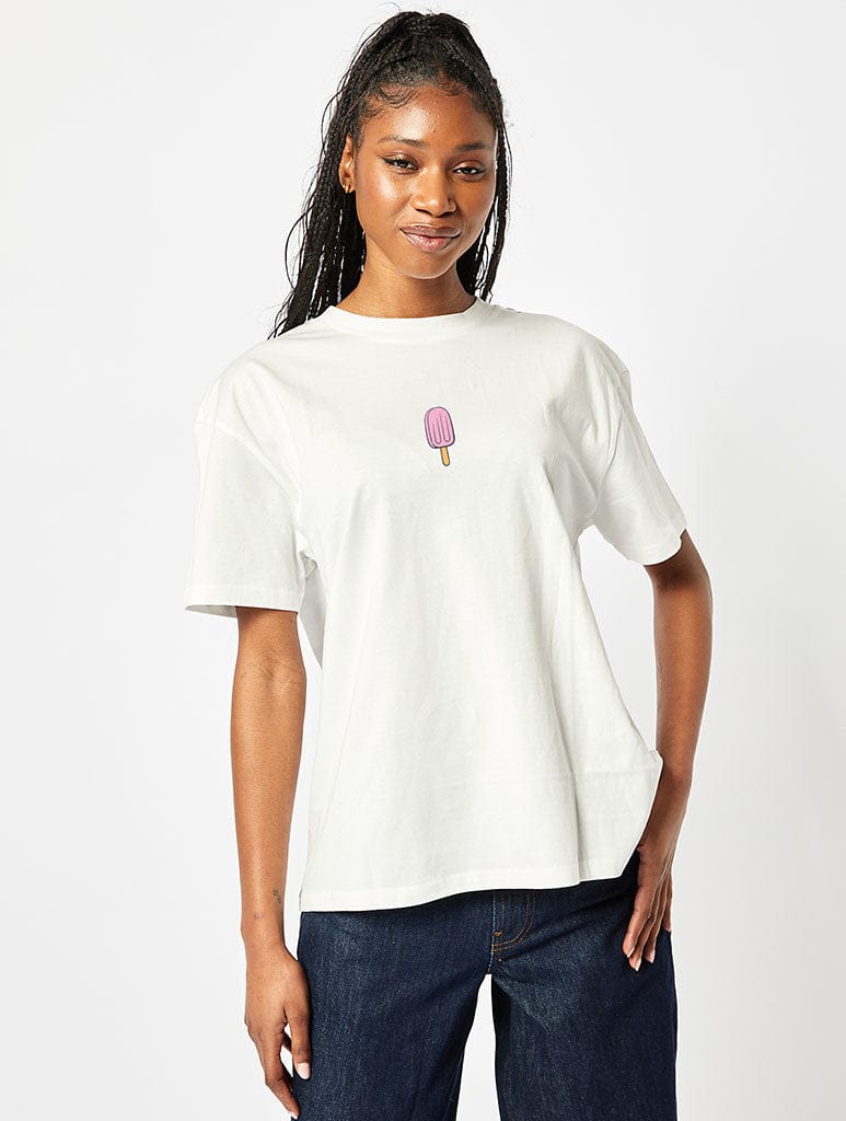 Mallows Beauty x Skinnydip Ice Lolly T-Shirt In Ecru Tops & T-Shirts Skinnydip London