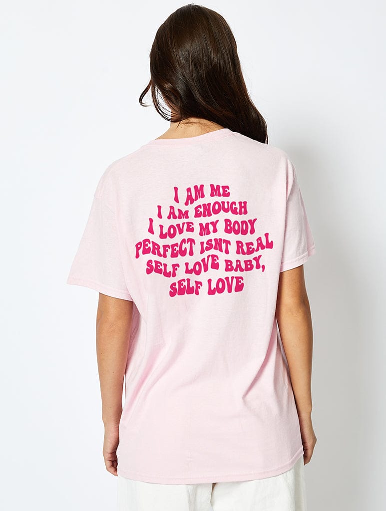 Mallows Beauty x Skinnydip Self Love T-Shirt In Pink Tops & T-Shirts Skinnydip London