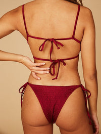 Marbella Burgundy Smock Bikini Bottoms Swimsuits Swim Society