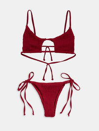 Marbella Burgundy Smock Bikini Bottoms Swimsuits Swim Society