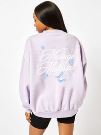 Marriage Material Sweatshirt In Lilac Hoodies & Sweatshirts Skinnydip London