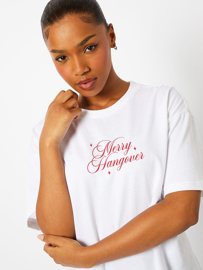 Merry Hangover T-Shirt in Ecru Tops & T-Shirts Skinnydip London