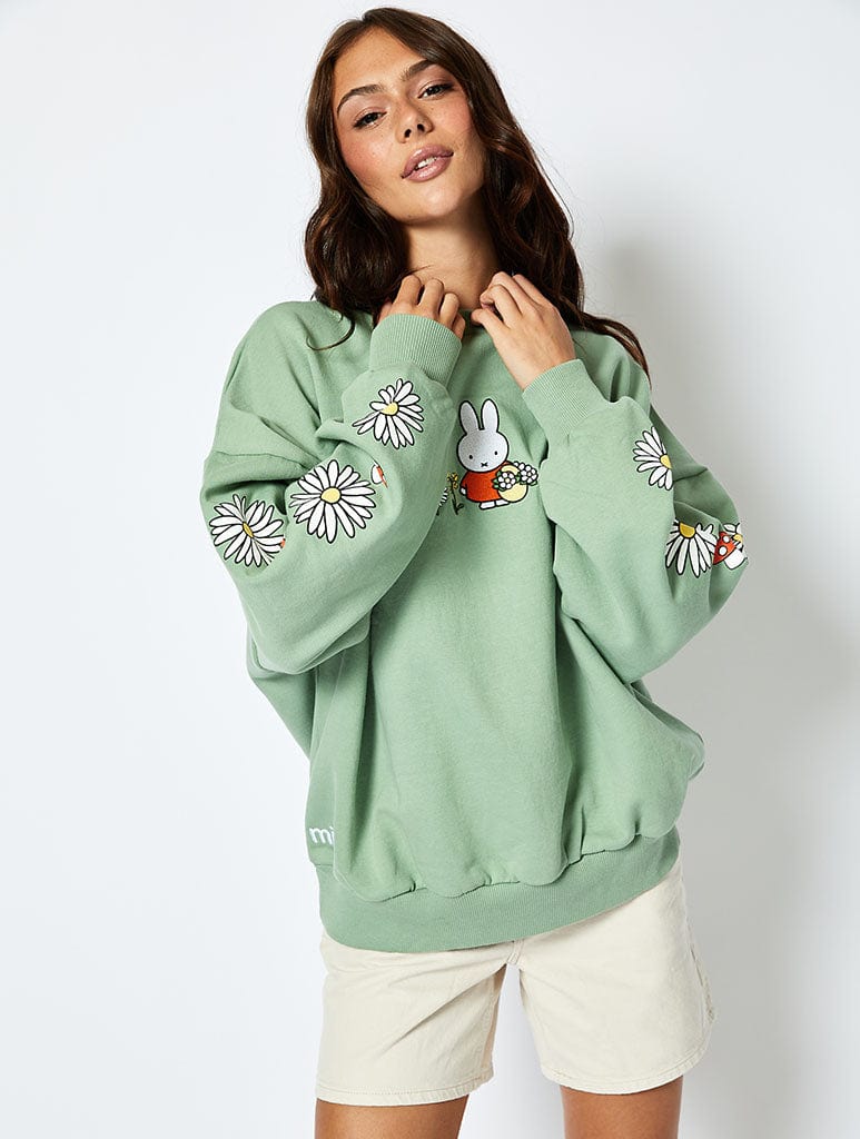 Miffy Sweatshirt in Green Hoodies & Sweatshirts Skinnydip London