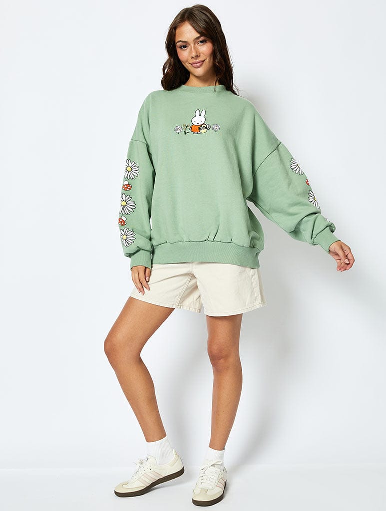 Miffy Sweatshirt in Green Hoodies & Sweatshirts Skinnydip London