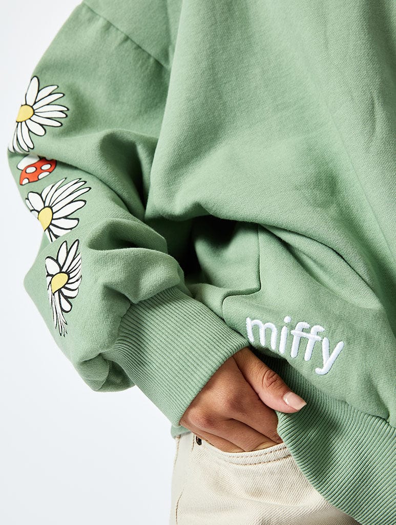 Miffy Sweatshirt in Green Hoodies & Sweatshirts Skinnydip London