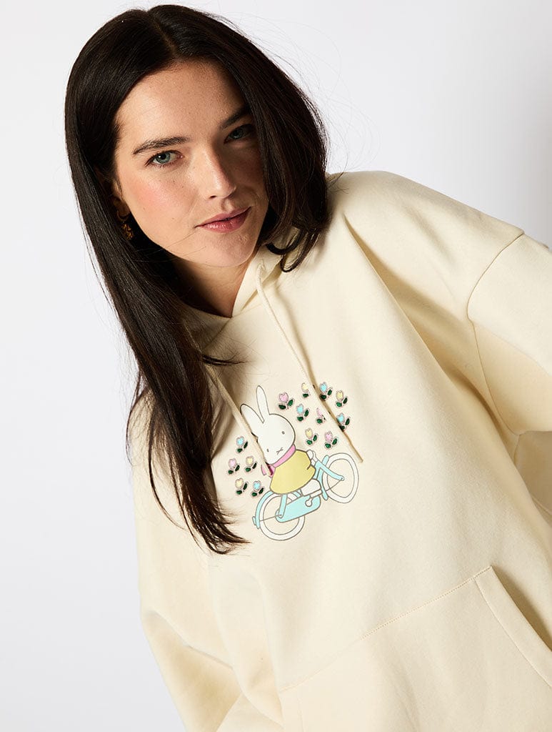 Miffy x Skinnydip Bicycle Hoodie in Ecru Hoodies & Sweatshirts Skinnydip London