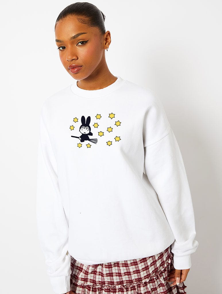 Miffy x Skinnydip Broomstick Sweatshirt in Ecru Hoodies & Sweatshirts Skinnydip London