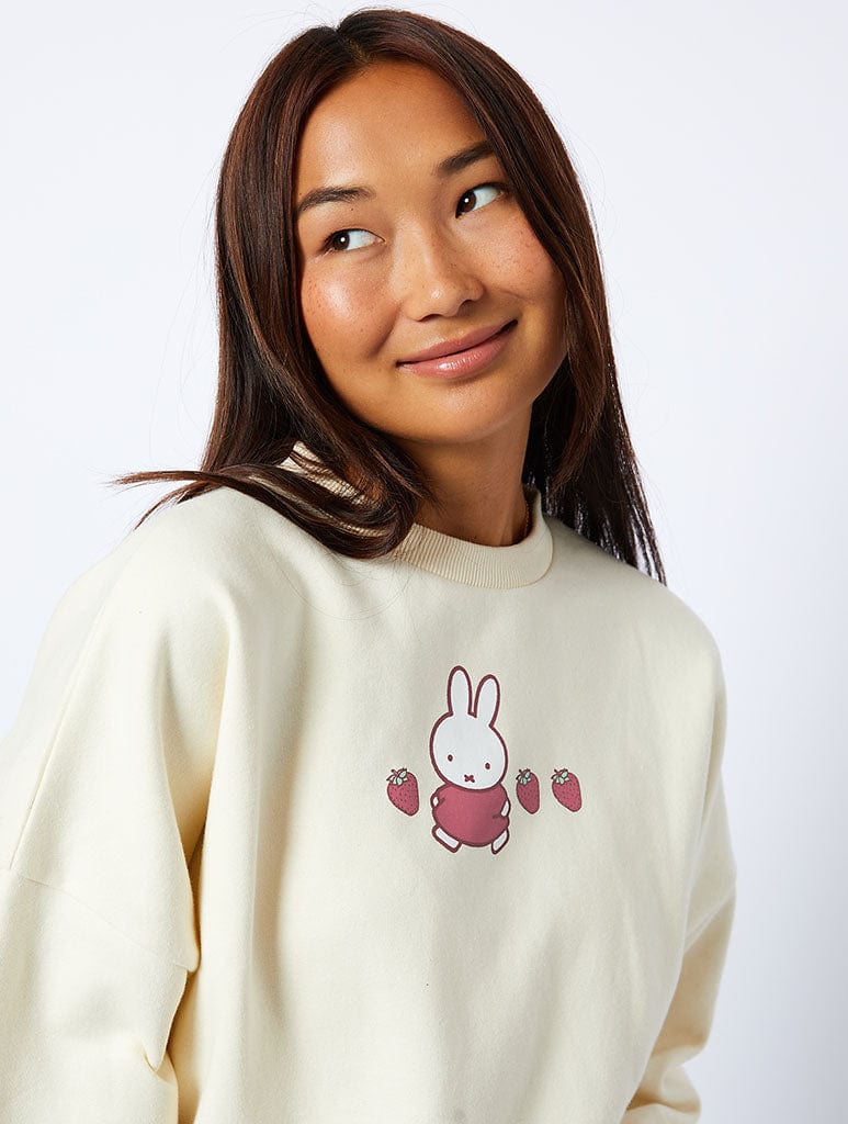 Miffy x Skinnydip Strawberry Sweatshirt in Ecru Hoodies & Sweatshirts Skinnydip London