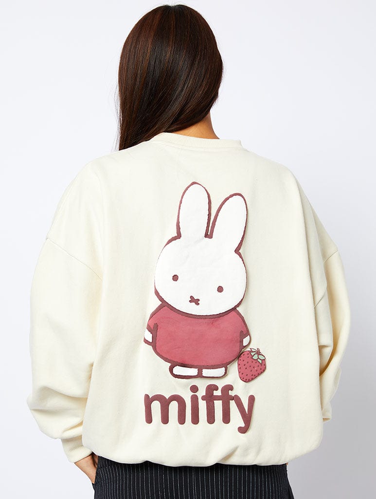 Miffy x Skinnydip Strawberry Sweatshirt in Ecru Hoodies & Sweatshirts Skinnydip London