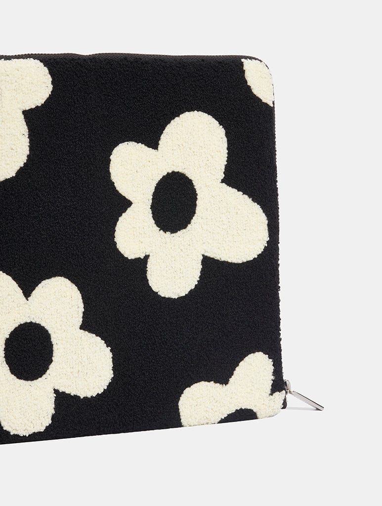 DAISY, white daisy, black laptopsleeve, daisy pattern, cute daisy, lovely, Casual Laptop Case, 13in laptop case, top 15in laptop case