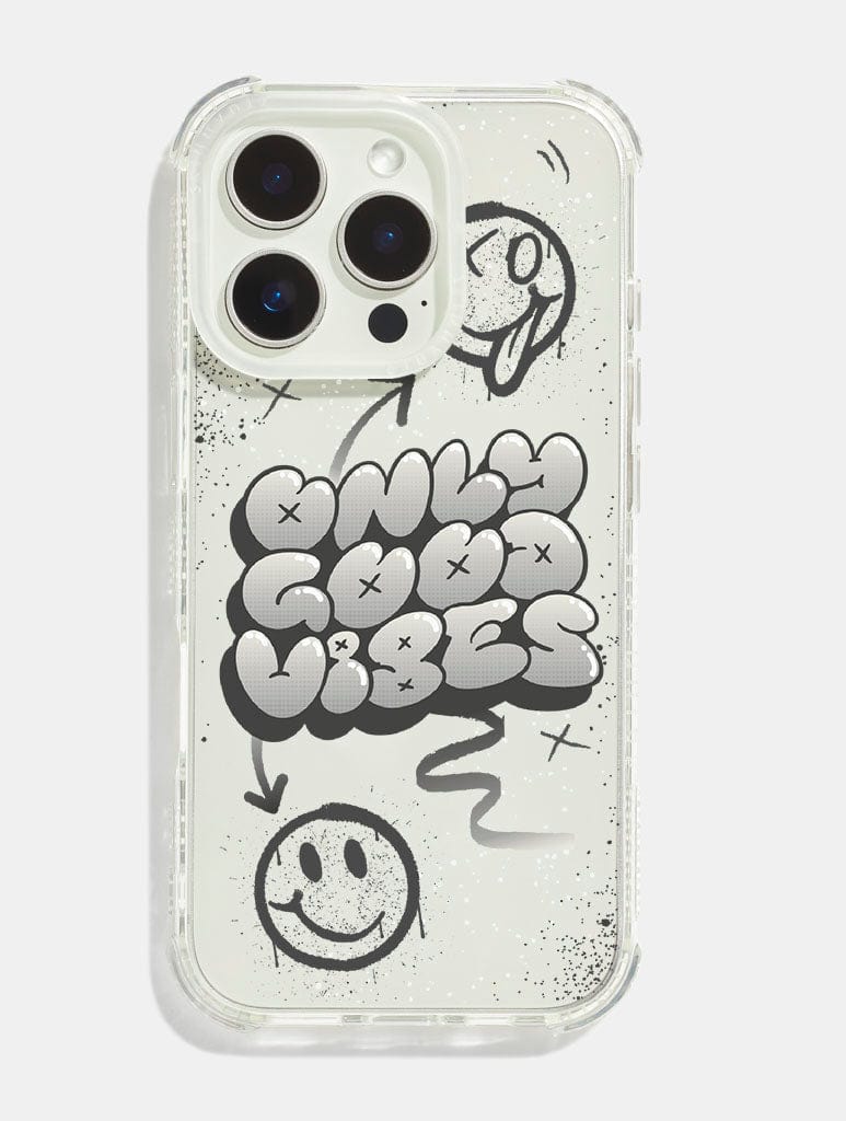 Monochrome Only Good Vibes Shock iPhone Case Phone Cases Skinnydip London