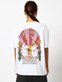 Moomin x Skinnydip Life is Good T-Shirt in Ecru Tops & T-Shirts Skinnydip London