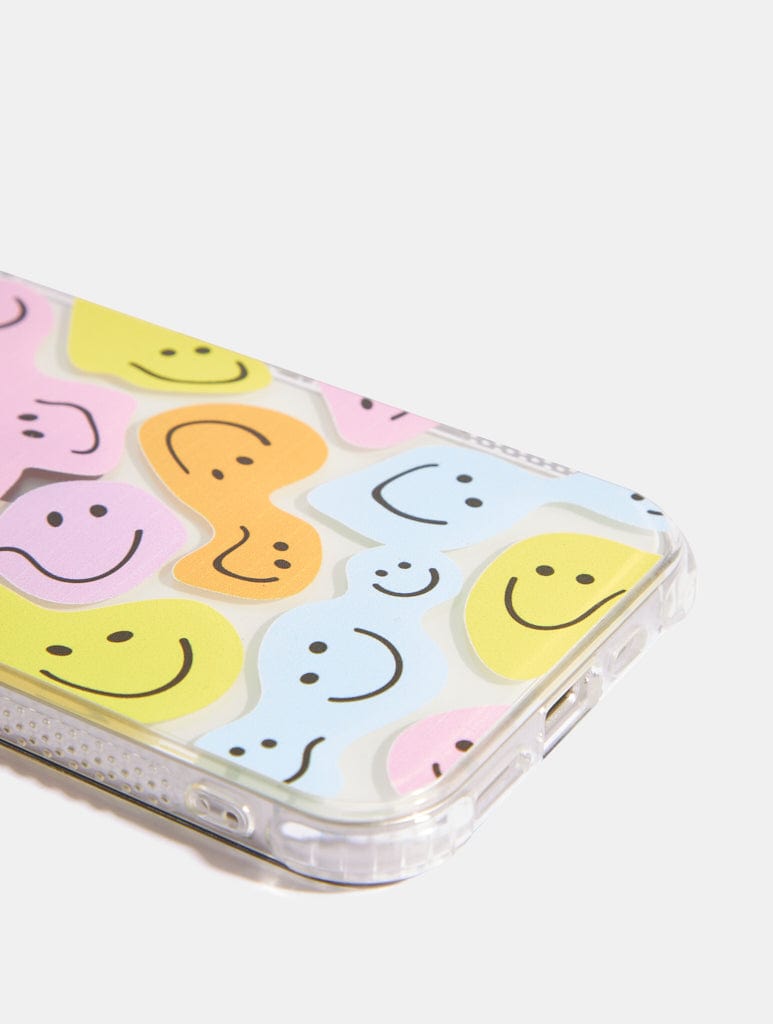 Multicoloured Warped Happy Face Shock iPhone Case