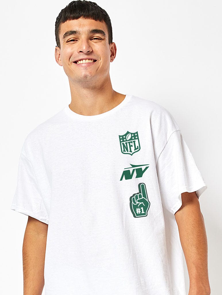 NFL x Skinnydip New York Jets T-Shirt in White Tops & T-Shirts Skinnydip London