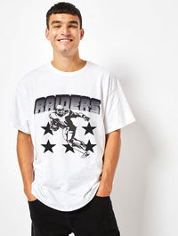 NFL x Skinnydip Raiders Logo T-Shirt in White Tops & T-Shirts Skinnydip London