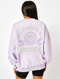 Not Wasting My Energy Sweatshirt In Lilac Hoodies & Sweatshirts Skinnydip London