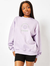 Not Wasting My Energy Sweatshirt In Lilac Hoodies & Sweatshirts Skinnydip London