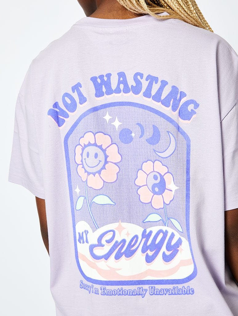 Not Wasting My Energy T-Shirt Lilac Tops & T-Shirts Skinnydip London