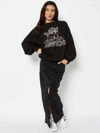 Out Of Office Black Oversized Sweatshirt Hoodies & Sweatshirts Skinnydip London