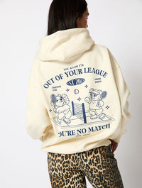 Out Of Your League Pickleball Hoodie in Ecru Hoodies & Sweatshirts Skinnydip London