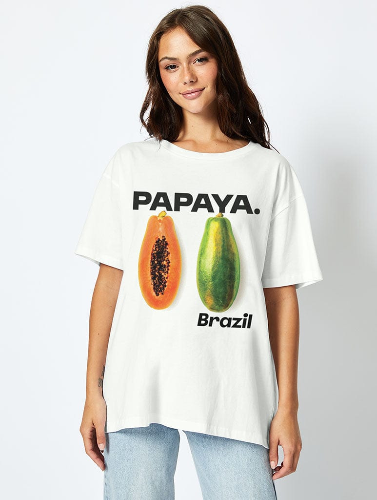 Papaya Brazil T-Shirt in Ecru Tops & T-Shirts Skinnydip London