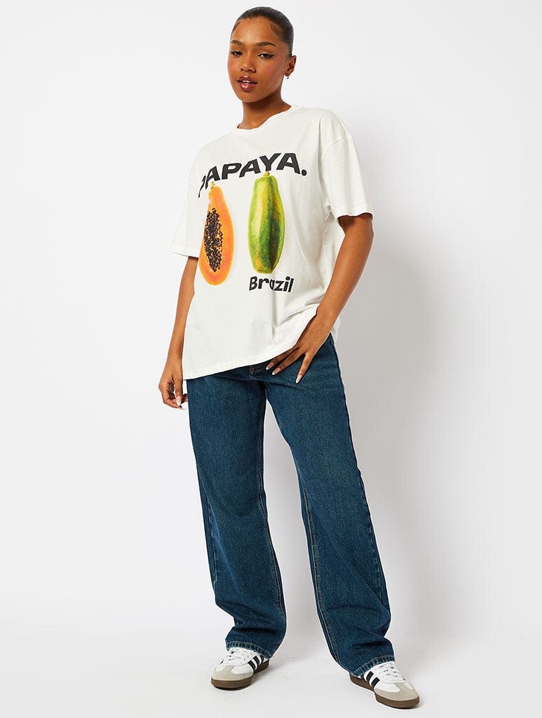 Papaya Brazil T-Shirt in Ecru Tops & T-Shirts Skinnydip London