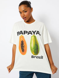 Papaya Brazil T-Shirt in Ecru Tops & T-Shirts Skinnydip London