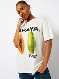 Papaya Brazil T-Shirt in Ecru Tops & T-Shirts Skinnydip London