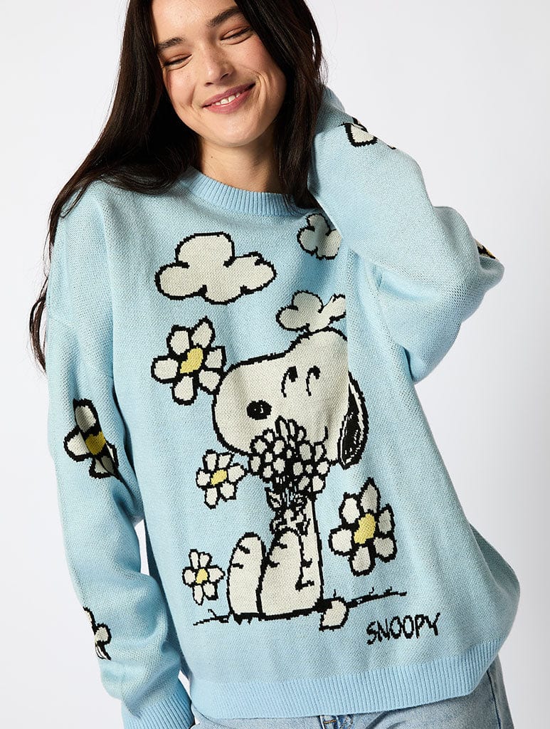 Peanuts x Skinnydip Knitted Jumper in Blue Jumpers & Cardigans Skinnydip London