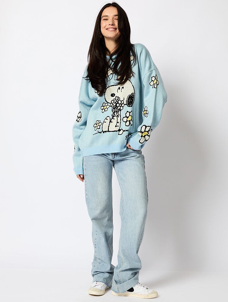 Peanuts x Skinnydip Knitted Jumper in Blue Jumpers & Cardigans Skinnydip London