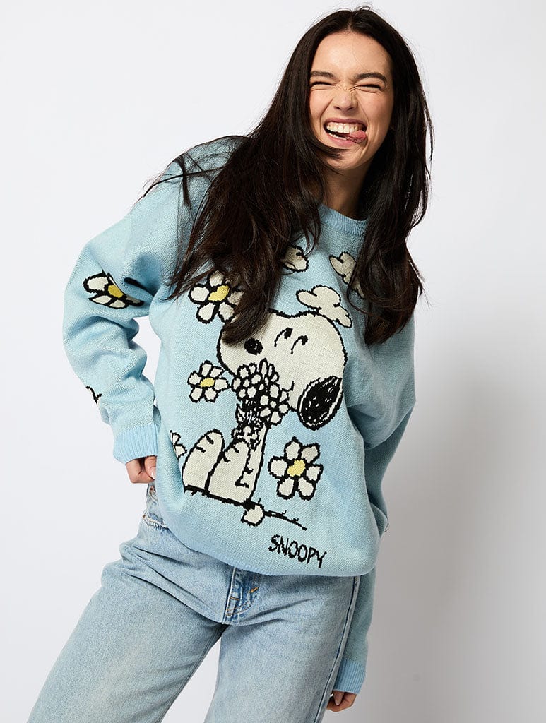 Peanuts x Skinnydip Knitted Jumper in Blue Jumpers & Cardigans Skinnydip London