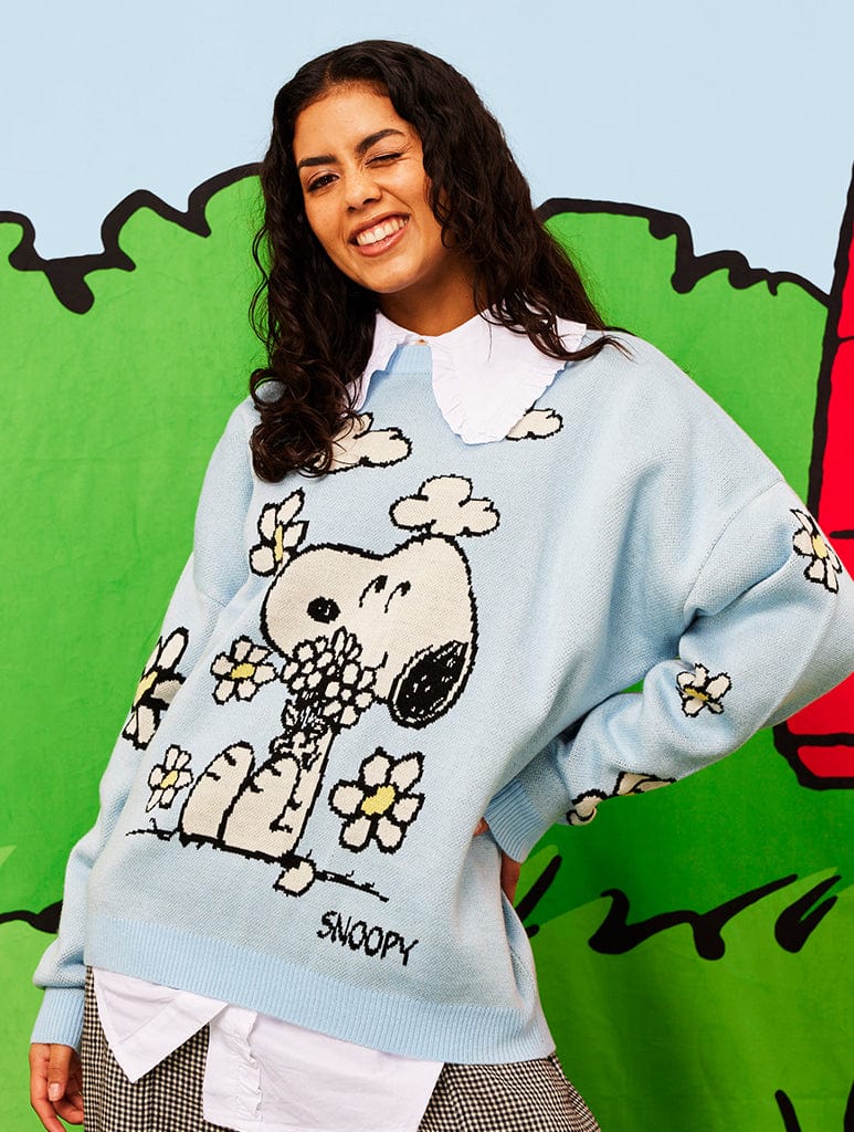 Peanuts x Skinnydip Knitted Jumper in Blue Jumpers & Cardigans Skinnydip London