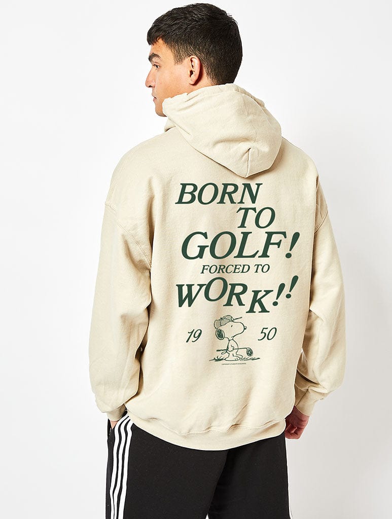 Peanuts x Skinnydip Snoopy Born to Golf Hoodie in Sand Hoodies & Sweatshirts Skinnydip London