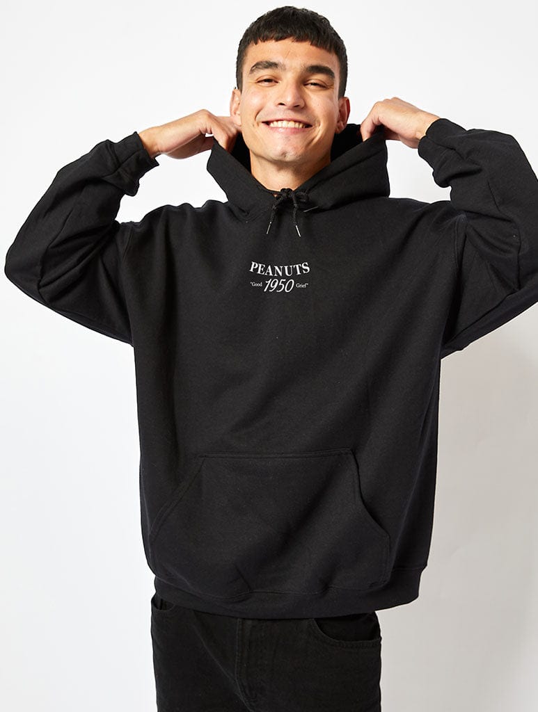 Peanuts x Skinnydip Snoopy Good Grief Hoodie in Black Hoodies & Sweatshirts Skinnydip London