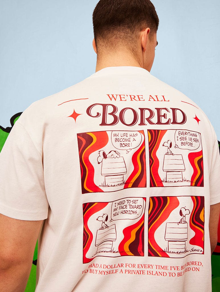 Peanuts x Skinnydip Snoopy We're All Bored T-Shirt in Ecru Tops & T-Shirts Skinnydip London