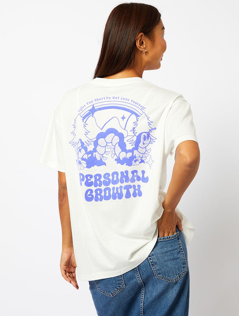 Personal Growth T-Shirt in Ecru Tops & T-Shirts Skinnydip London