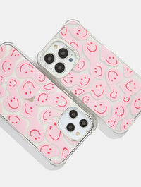 Pink And Red Warped Happy Face Shock iPhone Case Phone Cases Skinnydip London