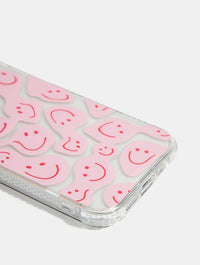 Pink And Red Warped Happy Face Shock iPhone Case Phone Cases Skinnydip London