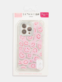 Pink And Red Warped Happy Face Shock iPhone Case Phone Cases Skinnydip London