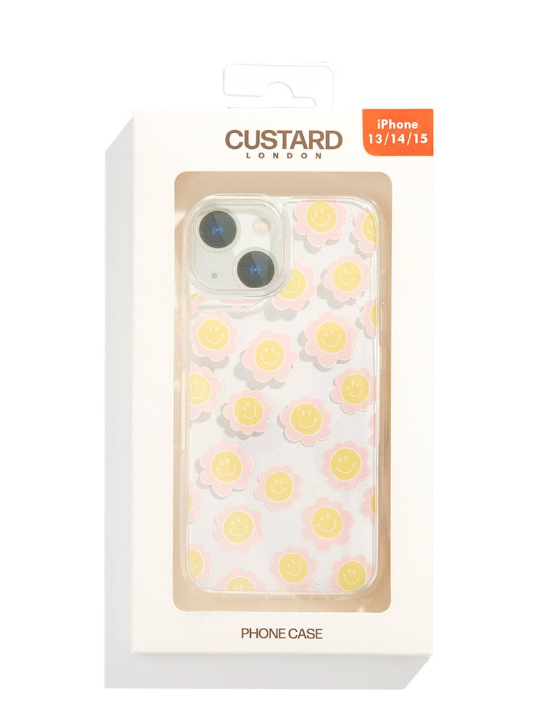 Pink and Yellow Happy Face iPhone Case Phone Cases Custard London