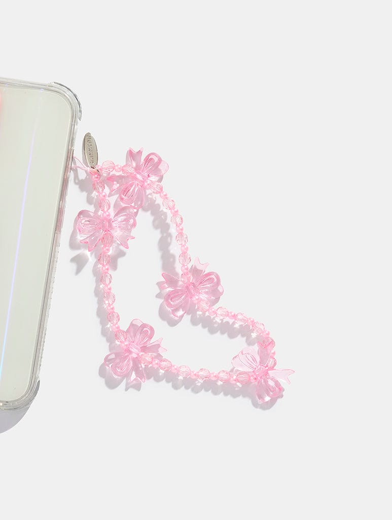 Pink Bow Beaded Strap Phone Grips Skinnydip London