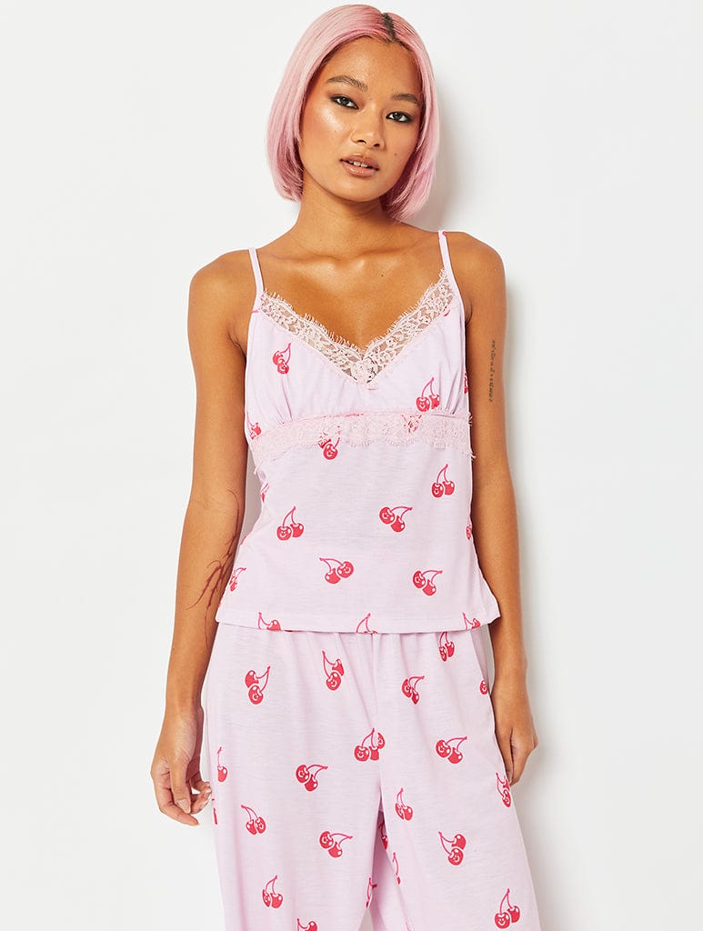 Pink Cherry Print Pyjamas Shop Nightwear Skinnydip London